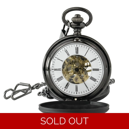 Mechanical - Roman - Matt Black Pocket Watch